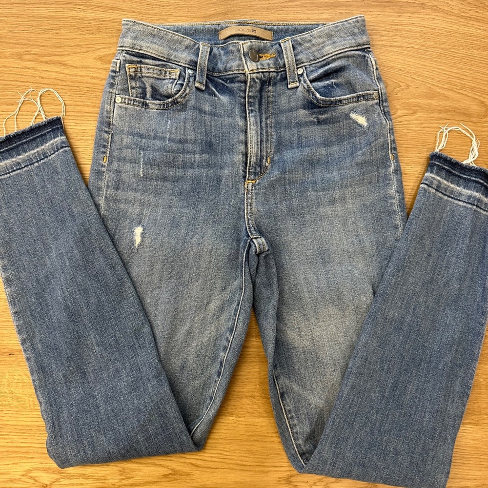 JOE'S Sz28 THE SKINNY ANKLE HI-RISE STRETCH JEANS DISTRESSED ANGELINA